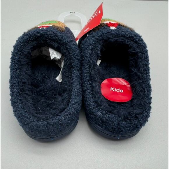 Slippers Kids 13-1 Holiday Reindeer Cozy Fuzzy Teddy Sherpa Lounge Fun Playful - Picture 4 of 6